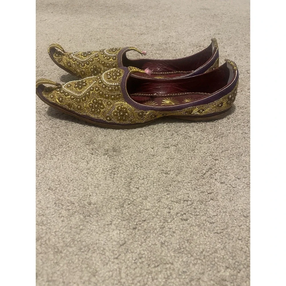 Men's Indian Mojari Jutti Shoes Sz 9 US Handmade Embroidered Ethnic Slip-On